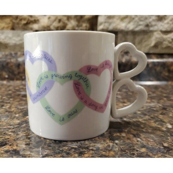 Avon Sweet Sentiments Coffee Mug Heart Shaped Handle Love Quotes White Porcelain - Picture 4 of 6